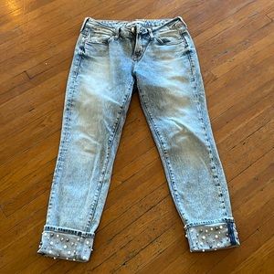 Mavi Ava Boyfriend Jeans with pearl cuff Size 25